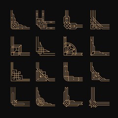 Wall Mural - art deco corners collection. line corner, decorative borders. frame elements, books dividers of simp