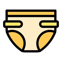 Sticker - Kid nappy diaper icon. Outline kid nappy diaper vector icon color flat isolated