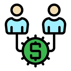 Poster - Pension compesation icon. Outline pension compesation vector icon color flat isolated