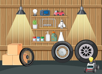 Poster - Garage interior with storage and equipments