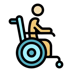 Canvas Print - Wheelchair icon. Outline wheelchair vector icon color flat isolated