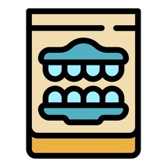 Poster - False denture icon. Outline false denture vector icon color flat isolated