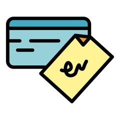 Poster - Credit card money icon. Outline credit card money vector icon color flat isolated