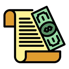 Poster - Finance benefit money icon. Outline finance benefit money vector icon color flat isolated