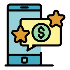 Canvas Print - Smartphone money fund icon. Outline smartphone money fund vector icon color flat isolated