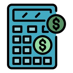 Poster - allowance money calculator icon. outline allowance money calculator vector icon color flat isolated