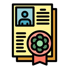 Poster - Allowance diploma icon. Outline allowance diploma vector icon color flat isolated
