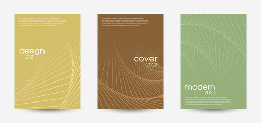 Wall Mural - Set of business cover design templates. Abstract futuristic geometric pattern with wavy lines for banner, flyer, posters, and wallpaper. Vector	