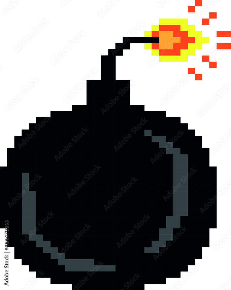 Bomb pixel art vector illustration. Stock Vector | Adobe Stock