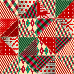 Poster - Patchwork textile pattern. Seamless quilting design background.