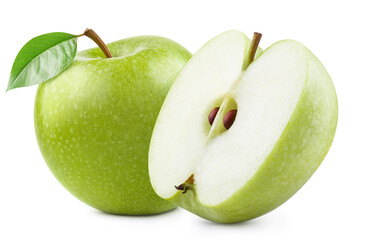 Delicious green apples, isolated on white background