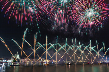 Poster - Fireworks on the water and in the night sky; Venice during the Redentore festival