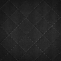 Poster - Black gray colored seamless natural cotton linen textile fabric texture pattern, with diamond quilted, rhombic stiching.  stitched background square