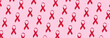 Banner with red ribbons pattern symbol of world aids day on pink background