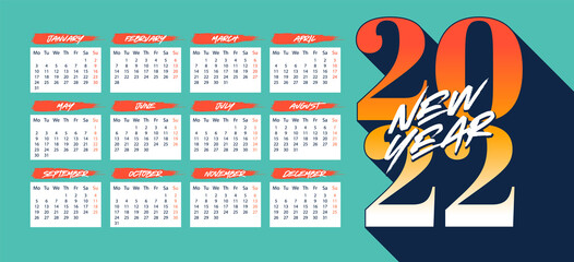 Wall Mural - 2022 Calendar Vector Design