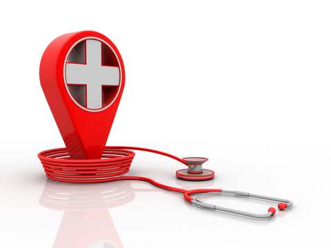 3d rendering hospital navigation with Stethoscope



