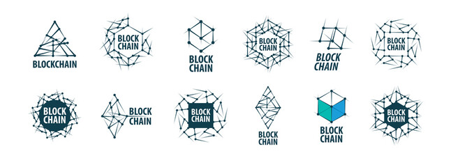 Sticker - A set of Abstract Vector logos Blockchain