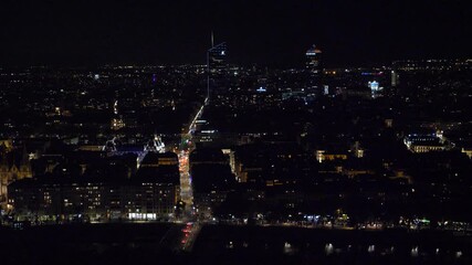 Wall Mural - A view of Lyon by night. October 2021, France.