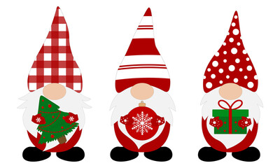 Wall Mural - Set Christmas Gnomes vector illustration