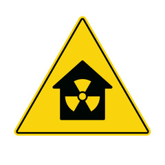 Wall Mural - Radon gas house hazard sign. Clipart image isolated on white background