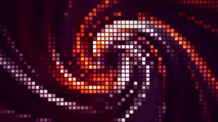 Poster - Abstract spiral radial shape on a pixelated background, seamless loop. Motion. Bright rotating wind flow.