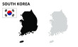Map of south korea vector silhouette. South korea map dotted. South korea flag