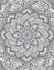 ornamental mandala adult coloring book page. zentangle style coloring page. arabic, indian ornament.