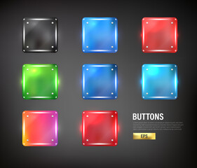 Wall Mural - buttons social media set collection steel on background color black