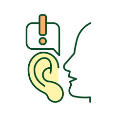 Sticker - Spreading rumors RGB color icon. Harming someone reputation and feelings. Defamation in workplace. Communicating false statements. Isolated vector illustration. Simple filled line drawing