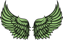 Hand Drawn Two Wings Vector Illustration.