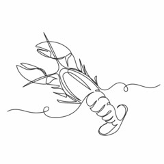 Wall Mural - Vector continuous one single line drawing icon of lobsters crayfish in silhouette on a white background. Linear stylized.