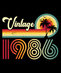 Wall Mural - Vintage 1986 Birthday T-shirt Design