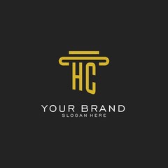 Wall Mural - HC initial logo with simple pillar style design