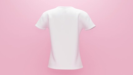 Aufkleber - White women's T-shirt on a pink background. Minimal modern seamless motion design. Abstract loop animation