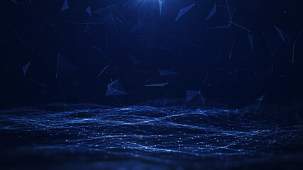 Aufkleber - Interconnected Polygon Abstract Background Concept with dark blue background.