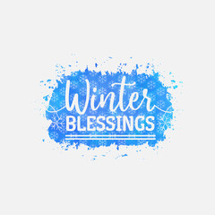 Wall Mural - Winter Blessings illustration, winter lettering quotes for sign, greeting card, t shirt and much more