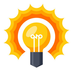 Wall Mural - idea icon with glowing bright light bulb. vector illustration