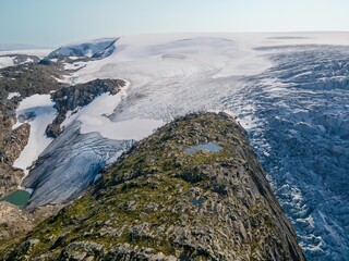 Wall Mural - View to the Folgefonna Glacier from Reinanuten view point in Norway