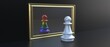 Rainbow colors chess pawn, mirror image of a white pawn. Sexual orientation freedom. 3d illustration