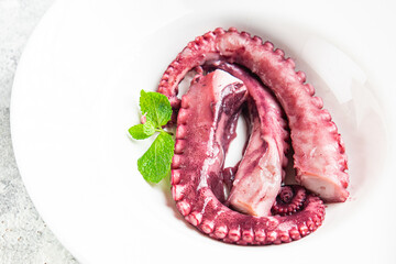 octopus food seafood fresh ready to eat meal snack on the table copy space food background rustic pescetarian diet