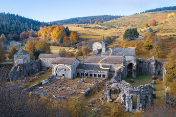 Wall Mural - France, Ardèche (07), l' Abbaye de Mazan classée monument historique, en automne.