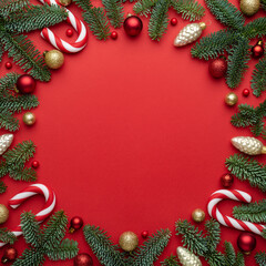 christmas frame on red background