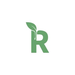 Wall Mural - Letter R icon leaf design concept template