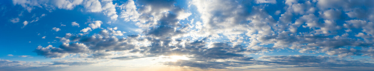 Wall Mural -  panorama sky. Beautiful cloud in the sunrise sky background. Sky banners background.
