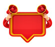 © Ranilson - Hand holding megaphone with speech bubble on white background for design composition. 3d render illustration