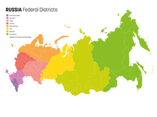 Wall Mural - Russia - vector map of regions