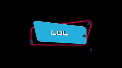Fototapete - 3d animation text Lol on trendy flat geometric banner. Flying and rotating object. 4K Video motion graphic animation.