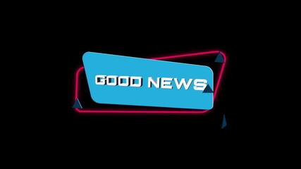 Poster - 3d animation text Good news on trendy flat geometric banner. Flying and rotating object. 4K Video motion graphic animation.