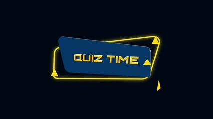 Leinwandbilder - 3d animation text Quiz time on trendy flat geometric banner. Flying and rotating object. 4K Video motion graphic animation.