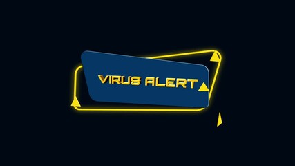 Poster - 3d animation text virus alert on trendy flat geometric banner. flying and rotating object. 4k video 
